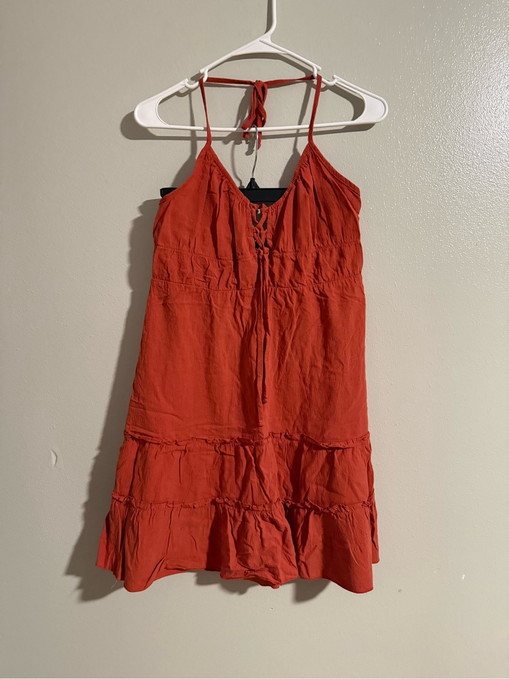 SHEIN Coral Red Elastic Waist Tank Dress